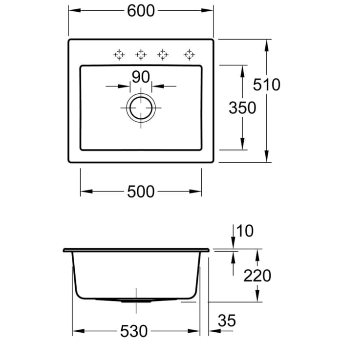 Villeroy & Boch Subway 60 S Einbauspüle, Ablaufgarnitur mit Excenterbetätigung