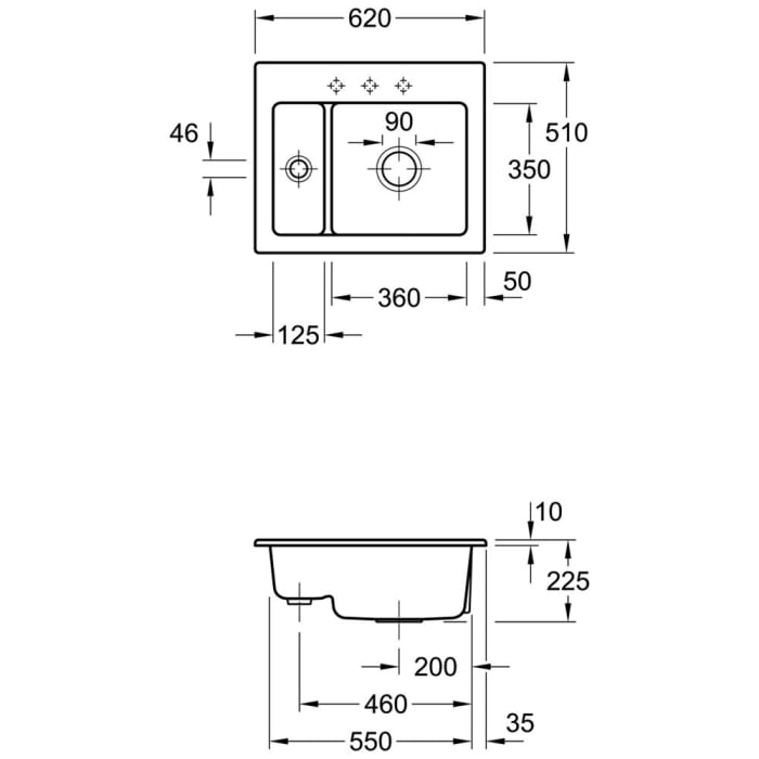Villeroy & Boch Subway 60 XM Einbauspüle, Ablaufgarnitur mit Excenterbetätigung