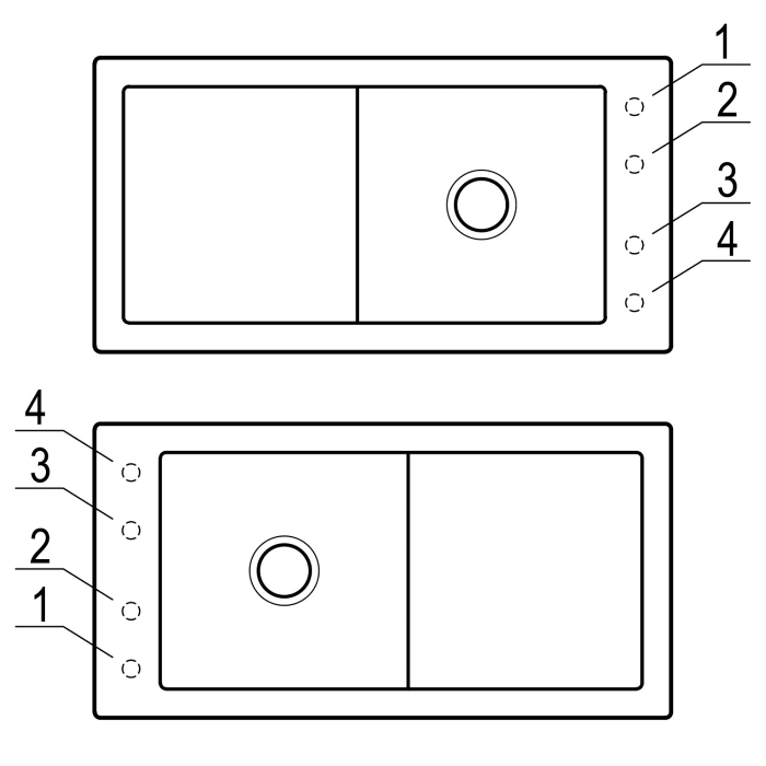 Villeroy & Boch Timeline 60 Einbauspüle, Ablaufgarnitur mit Excenterbetätigung, reversibel