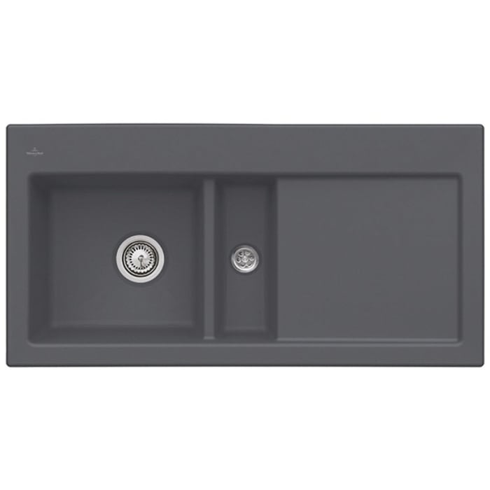 Villeroy & Boch Subway 60 FLAT flächenbündige Spüle, Ablaufgarnitur mit Handbetätigung, Becken links