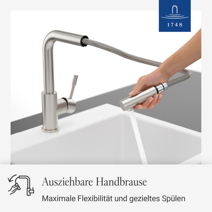 Villeroy & Boch Steel Shower Einhebel-Küchenarmatur, Niederdruck