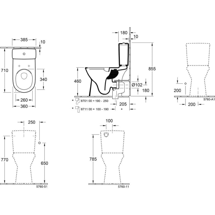Villeroy & Boch Vicare Tiefspül-WC für Kombination, spülrandlos, bodenstehend