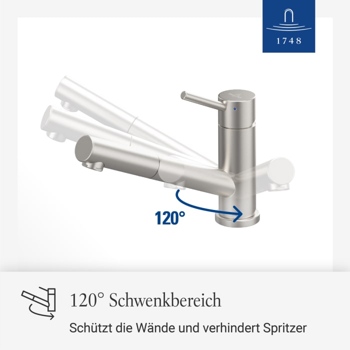 Villeroy & Boch Como Window-Shower Einhebel-Küchenarmatur, für Vorfenstermontage