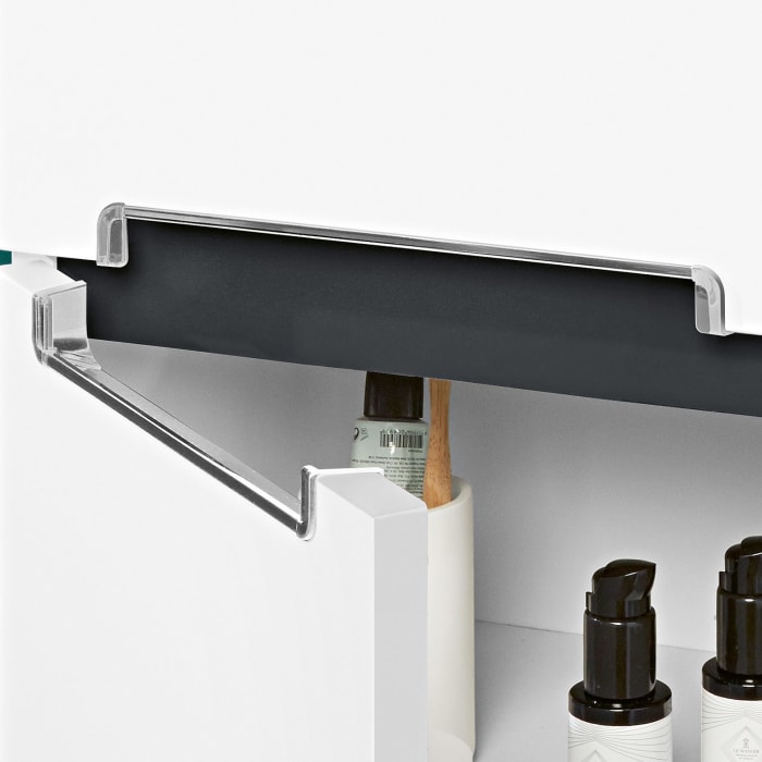 Villeroy & Boch Subway 2.0 Seitenschrank 35,4 cm Anschlag rechts, Abdeckplatte Glas silbergrau, Griffe chromfarbig glänzend