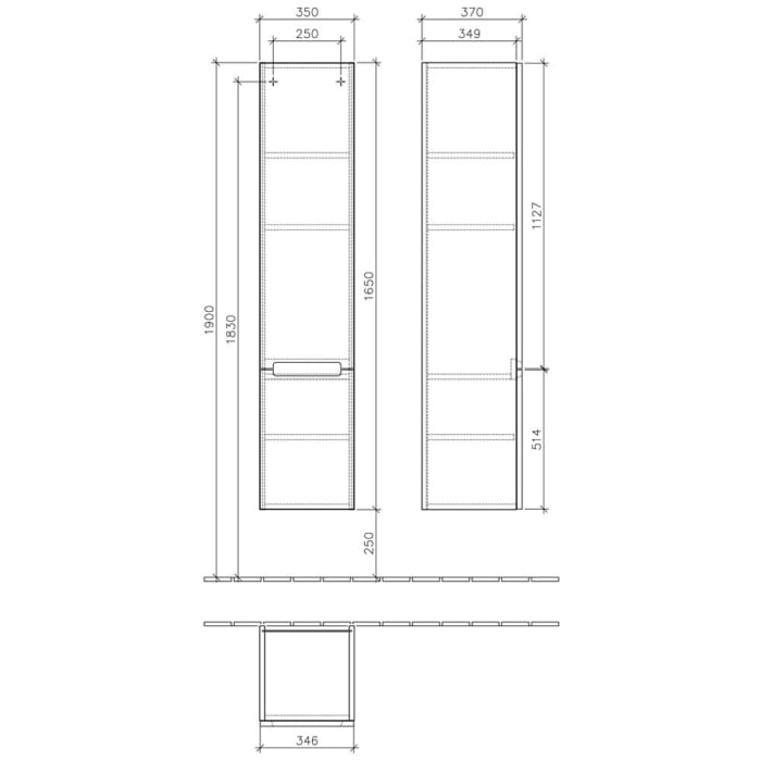 Villeroy & Boch Subway 2.0 Hochschrank 35 cm, 2 Türen, Anschlag links, Griffe chromfarbig glänzend