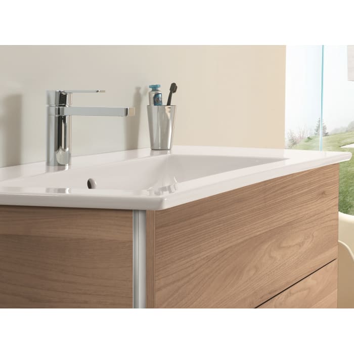 Villeroy & Boch Venticello Schrankwaschtisch 100 x 50 cm, mit 1 Hahnloch, mit Überlauf, Becken links