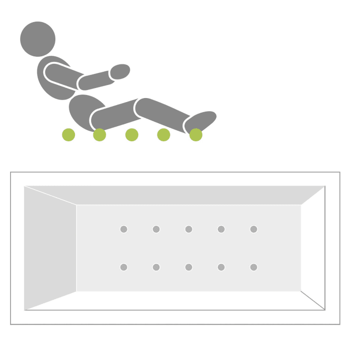 Villeroy & Boch Subway Duo-Badewanne 180 x 80 cm, Airpool Entry, Technik Position 1