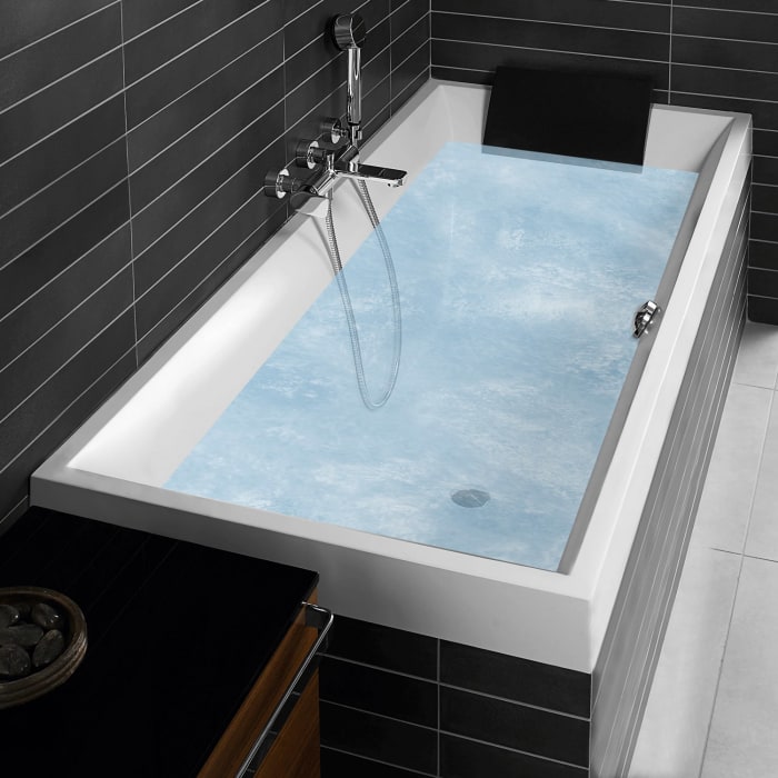 Villeroy & Boch Squaro Duo-Badewanne 170 x 75 cm, Hydropool Entry, Technik Position 1, mit Trio Ablaufgarnitur