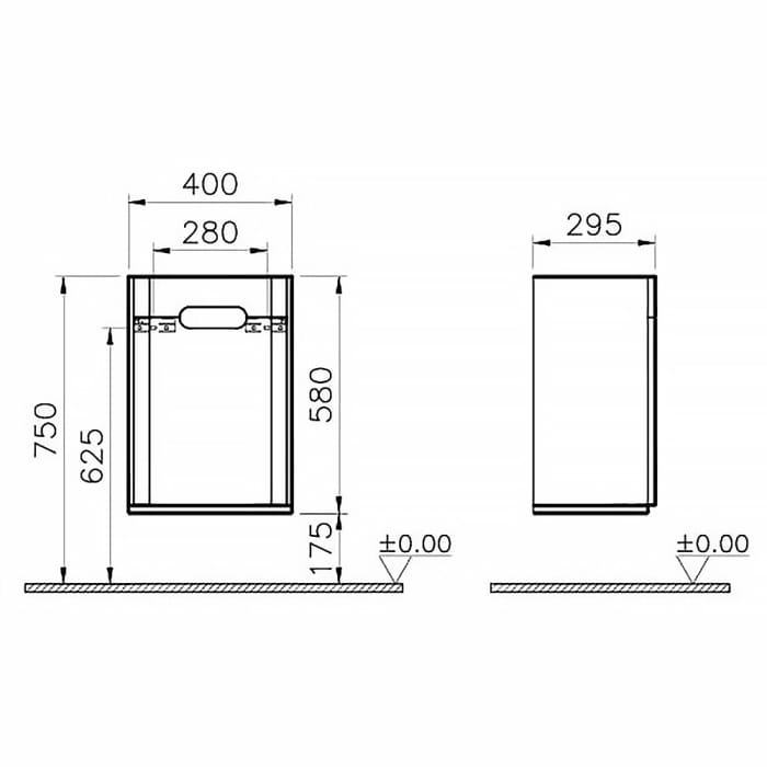 Vitra Sento Halbhochschrank 40 x 29,5 x 58 cm mit Türanschlag links