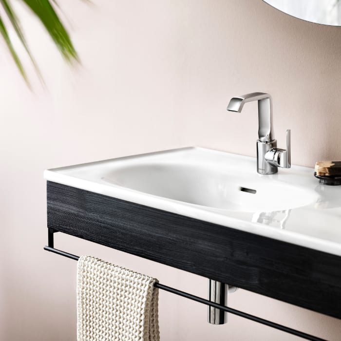 VitrA Equal Set Holzblende und Möbelwaschtisch asymmetrisch