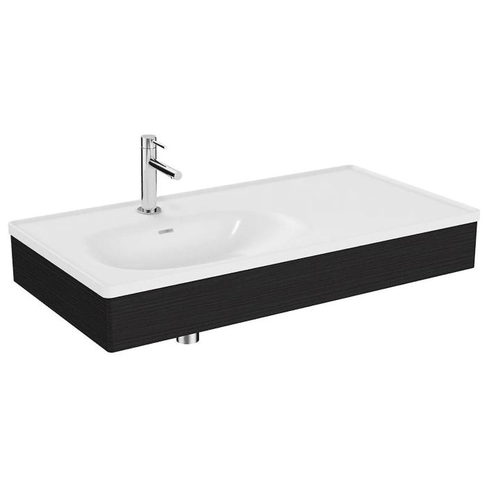 VitrA Equal Set Holzblende und Möbelwaschtisch asymmetrisch