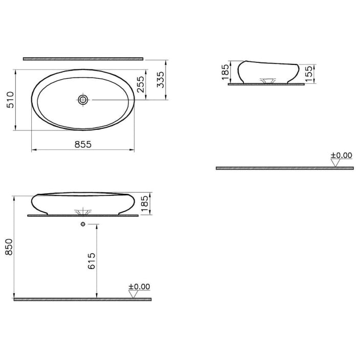 VitrA Istanbul Aufsatzschale 85,5 x 51 cm