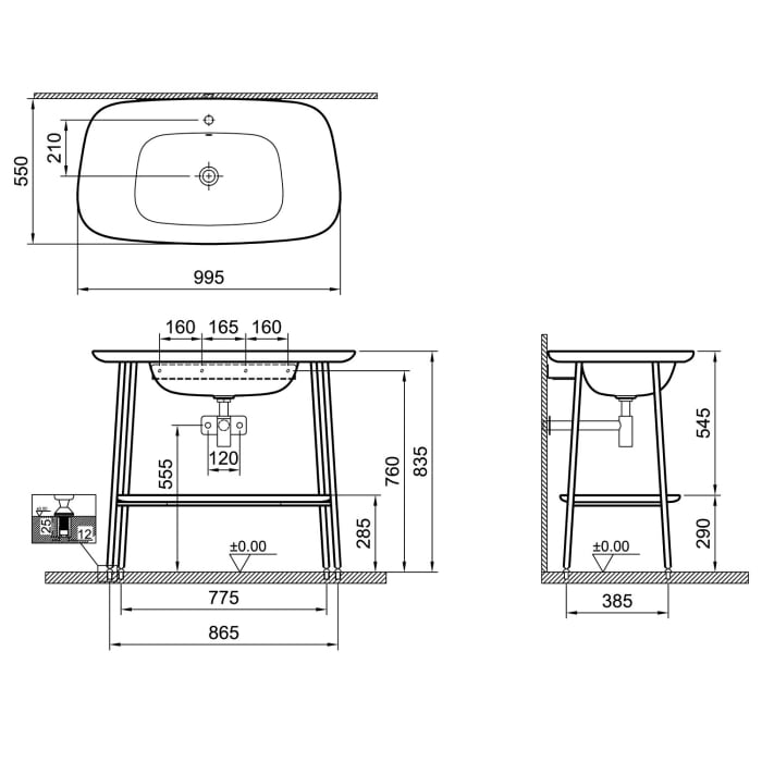 VitrA Plural Badmöbel Set Waschtischunterbau und Möbelwaschtisch