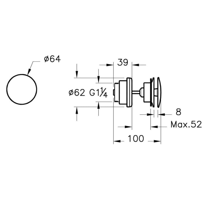 VitrA Push-Open-Ventil für Waschtische mit Überlauf, Metall