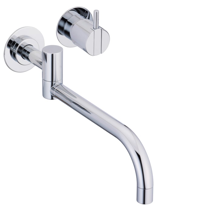 Vola Wand-Wasch- und Spültisch-Eingriffmischer UP mit Doppelschwenkauslauf links, Ausladung 25 cm