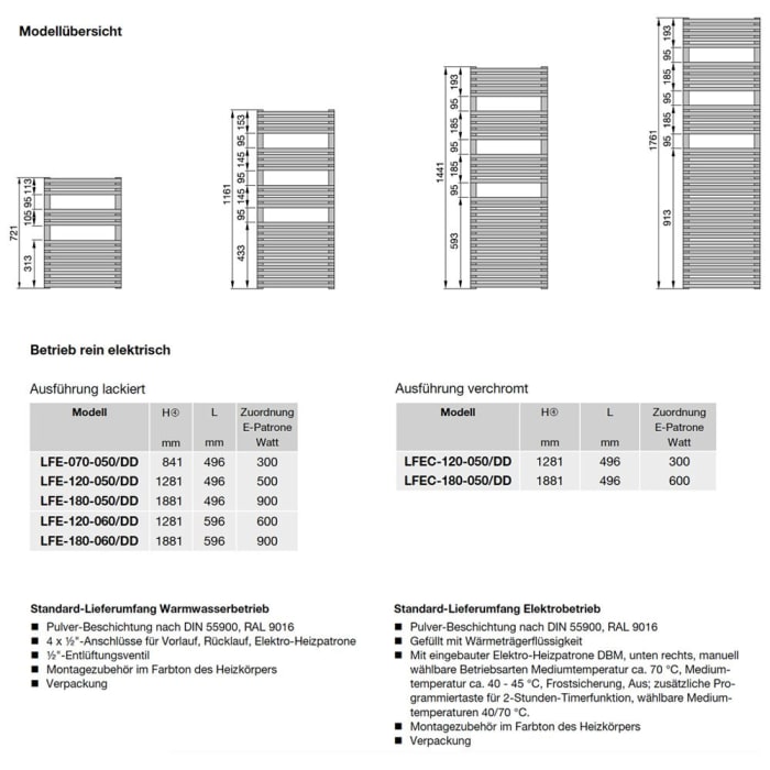 Zehnder Forma Spa LFE-070-050/DD Handtuchwärmer 49,6 x 84,1 cm