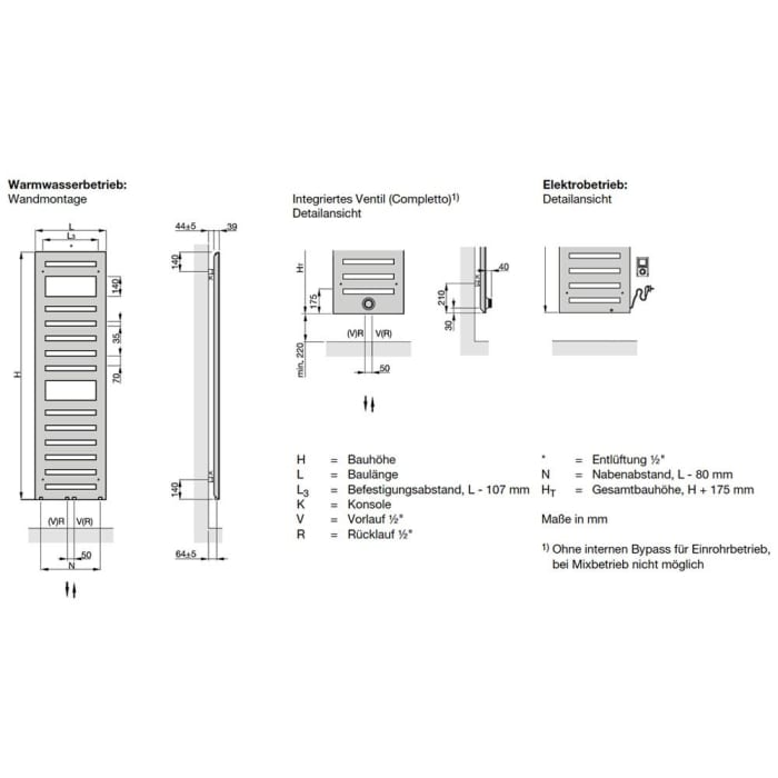Zehnder Metropolitan Spa MET-180-040 Badheizkörper 40 x 175 cm