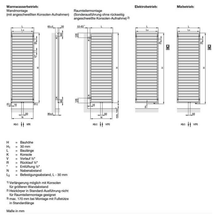 Zehnder Quaro QAC-100-045 Badheizkörper 45 x 97,1 cm