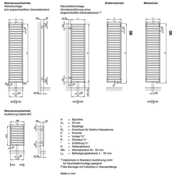 Zehnder Subway SUB-150-045 Badheizkörper 45 x 154,9 cm