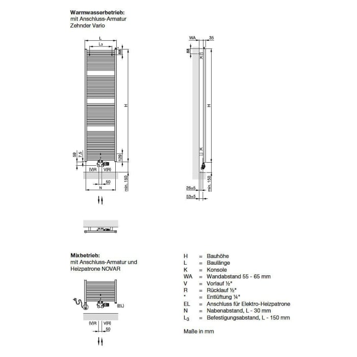 Zehnder Troja TG-180-050-05 Badheizkörper 50 x 176 cm