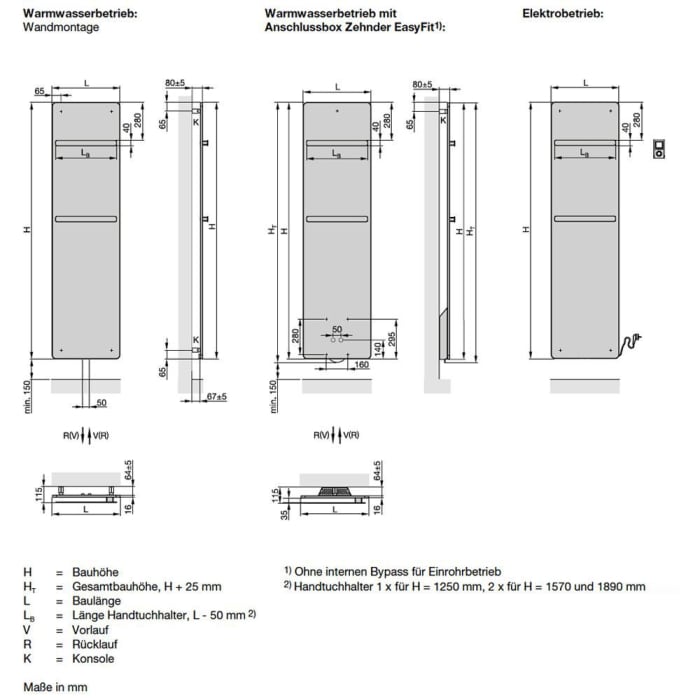 Zehnder Vitalo Bar VIPE-190-050/GD Heizkörper 50 x 189 cm