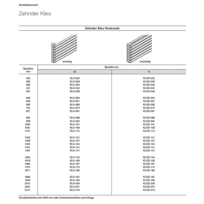 Zehnder Kleo KLH-048 Heizkörper 50 x 5,5 x 49,5 cm