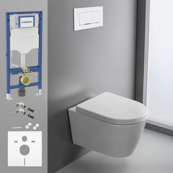 Geberit DuoFix Element für Wand-WC mit Kronenbach Tube Wand-WC-Set spülrandlos