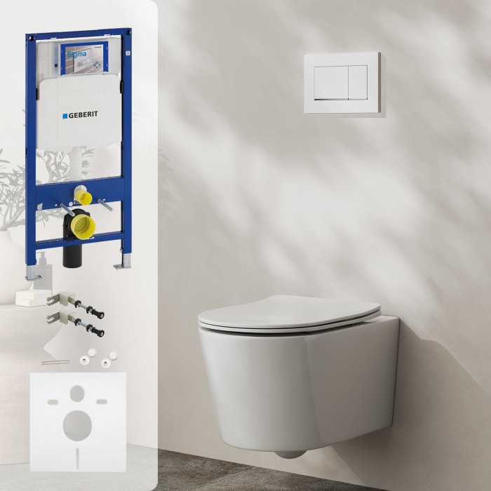 Geberit DuoFix Element mit Kronenbach Tube Wand-WC-Set spülrandlos slim