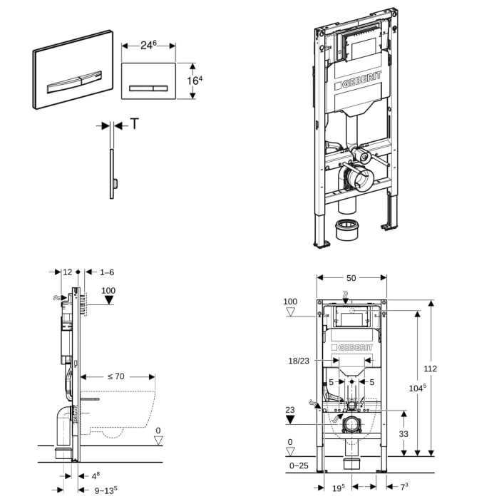 Geberit DuoFix Element für Wand-WC mit Kronenbach Tube Dusch-WC spülrandlos inkl. WC-Sitz