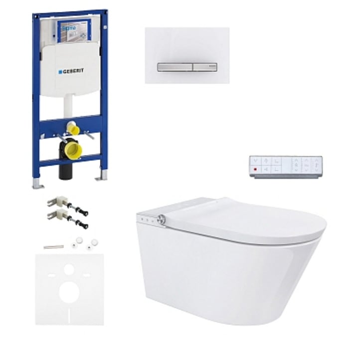 Geberit DuoFix Element für Wand-WC mit Kronenbach Tube Dusch-WC spülrandlos inkl. WC-Sitz