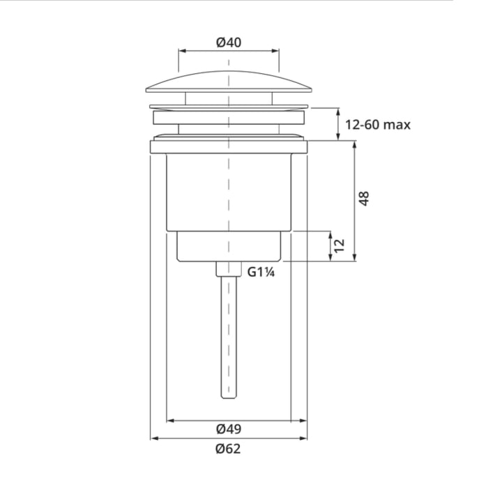 Herzbach LIVING PUSH Ablaufventil rund, mit/ohne Staufunktion