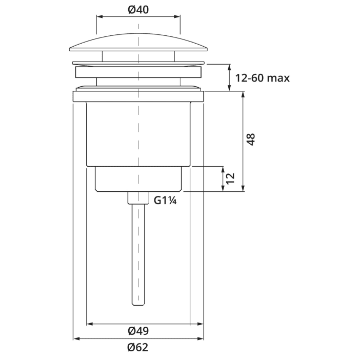 Herzbach LIVING PUSH Ablaufventil rund, mit/ohne Staufunktion