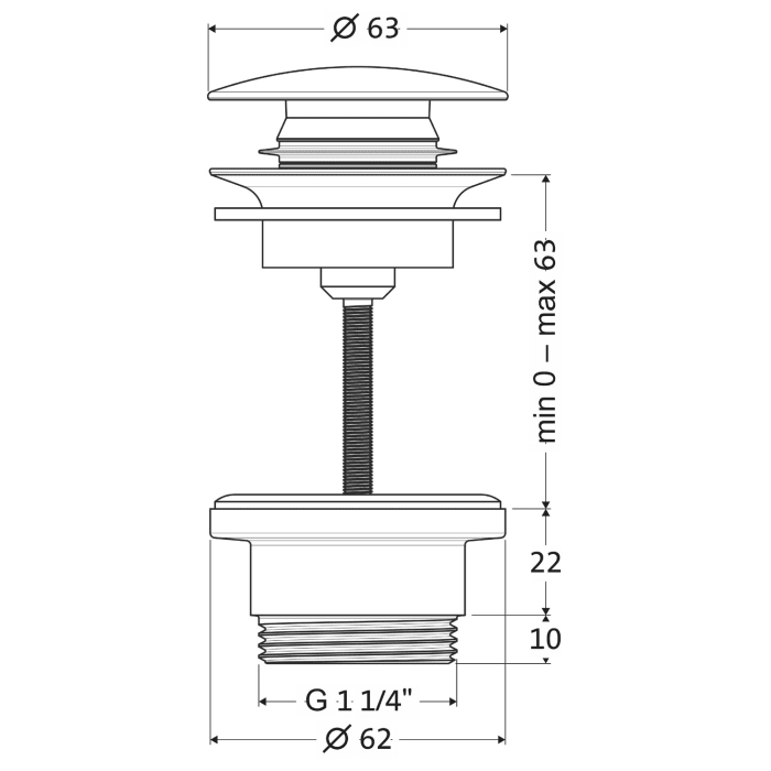 Herzbach LIVING Ablaufventil rund, mit Staufunktion