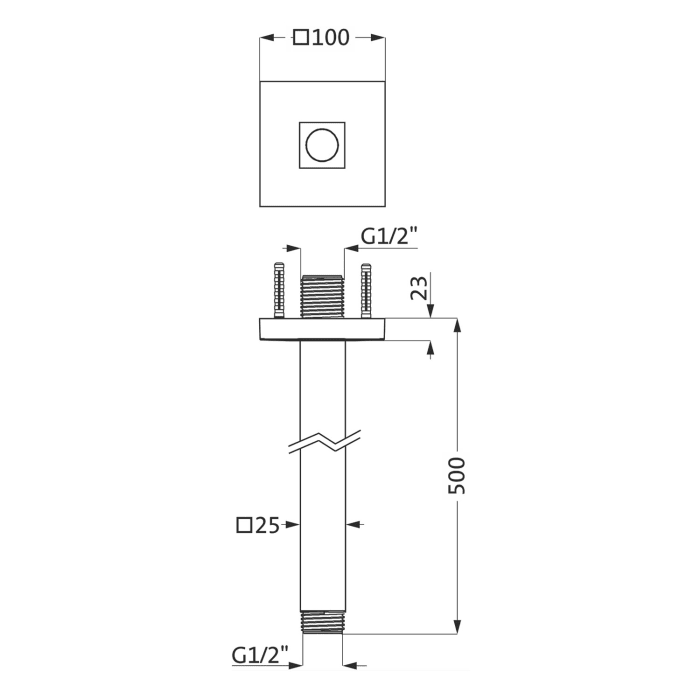 Herzbach LIVING SPA Deckenarm 50 cm