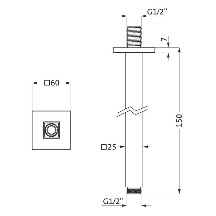 Herzbach LIVING SPA Deckenarm 15 cm