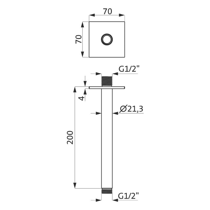 Herzbach LIVING SPA Deckenarm 20 cm