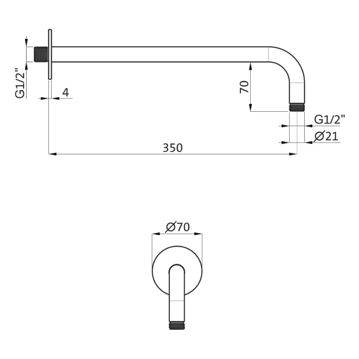 Herzbach LIVING SPA Wandarm 35 cm