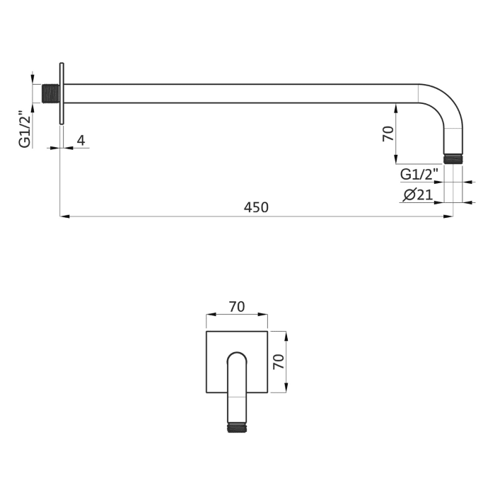 Herzbach LIVING SPA Wandarm 45 cm
