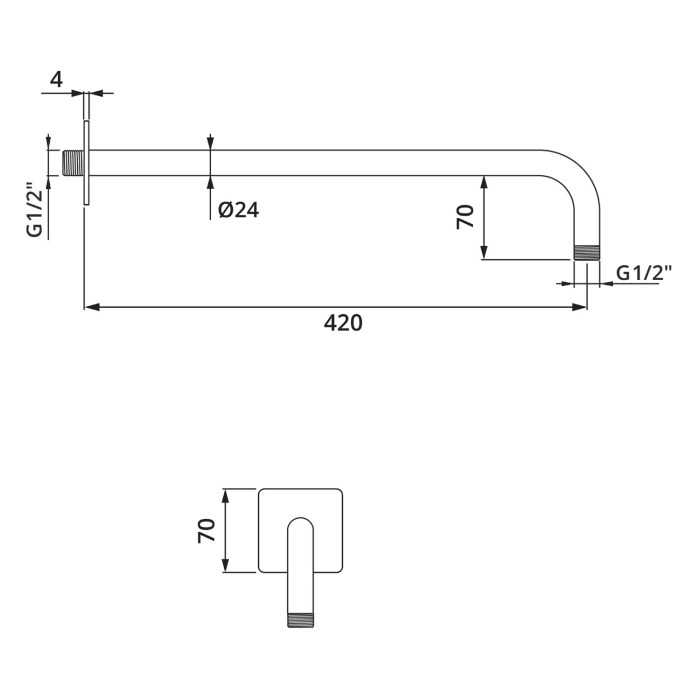 Herzbach LIVING SPA Wandarm 42 cm