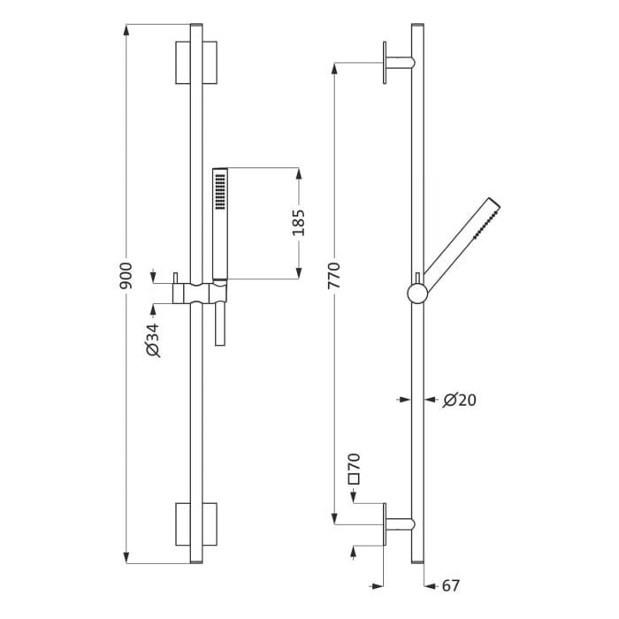 Herzbach LIVING SPA Brauseset 90 cm mit Stabhandbrause