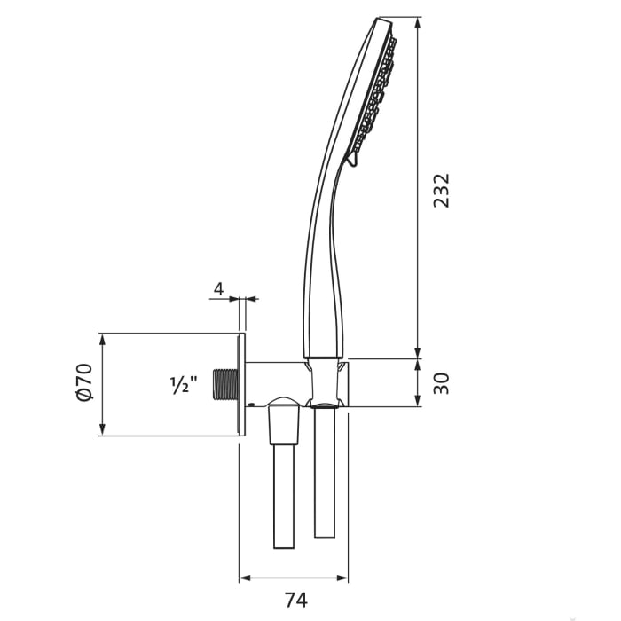 Herzbach LIVING SPA Brauseset mit Wandanschlussbogen und Handbrause Multifunktion