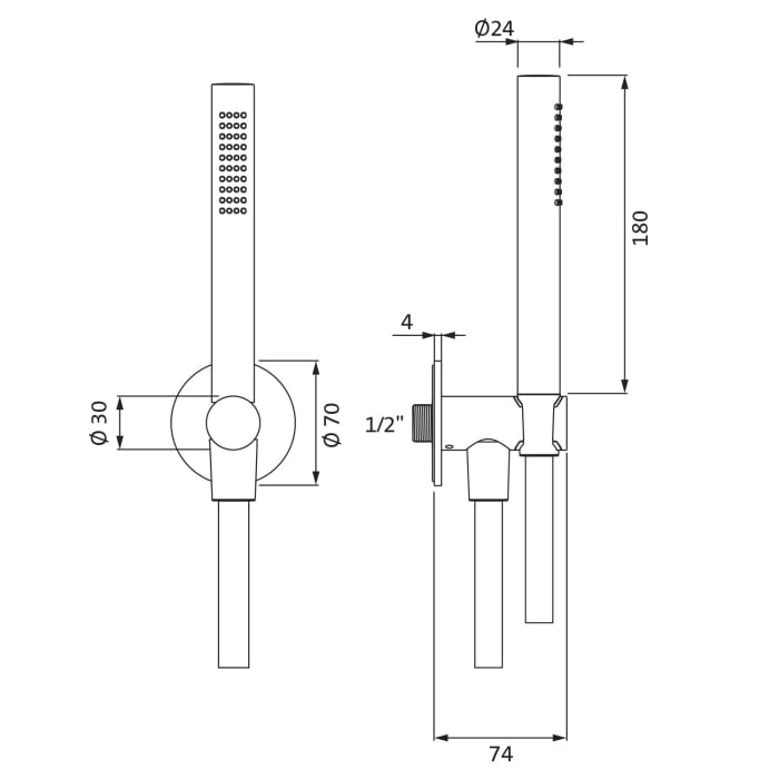 Herzbach LIVING SPA Brauseset mit Wandanschlussbogen und Stabhandbrause