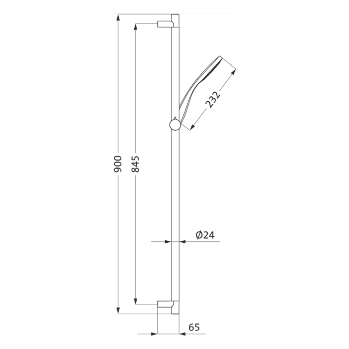 Herzbach LIVING SPA Wandstangenset Slide S 90 cm rund, mit Handbrause