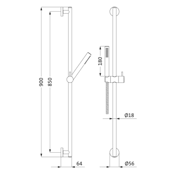 Herzbach LIVING SPA Wandstangenset 90 cm rund, mit Stabhandbrause