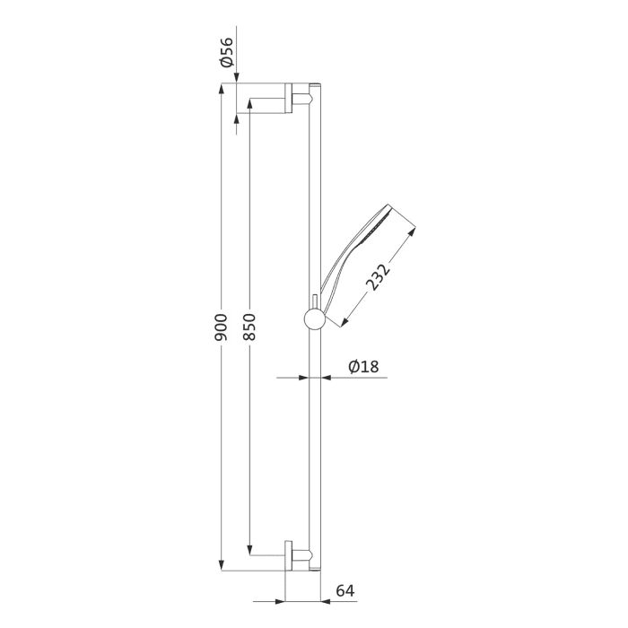 Herzbach LIVING SPA Wandstangenset 90 cm rund, mit Handbrause