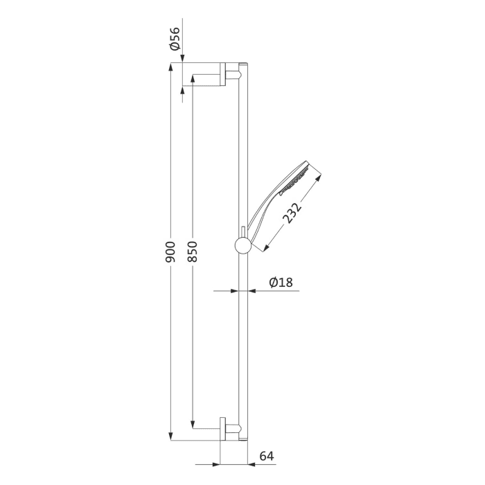 Herzbach LIVING SPA Wandstangenset 90 cm rund, mit Multifunktion-Handbrause