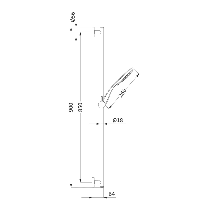Herzbach LIVING SPA Wandstangenset 90 cm rund, mit Multifunktion-Handbrause Ø 13 cm