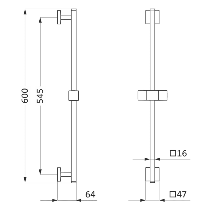 Herzbach LIVING SPA Brausestange 60 cm eckig