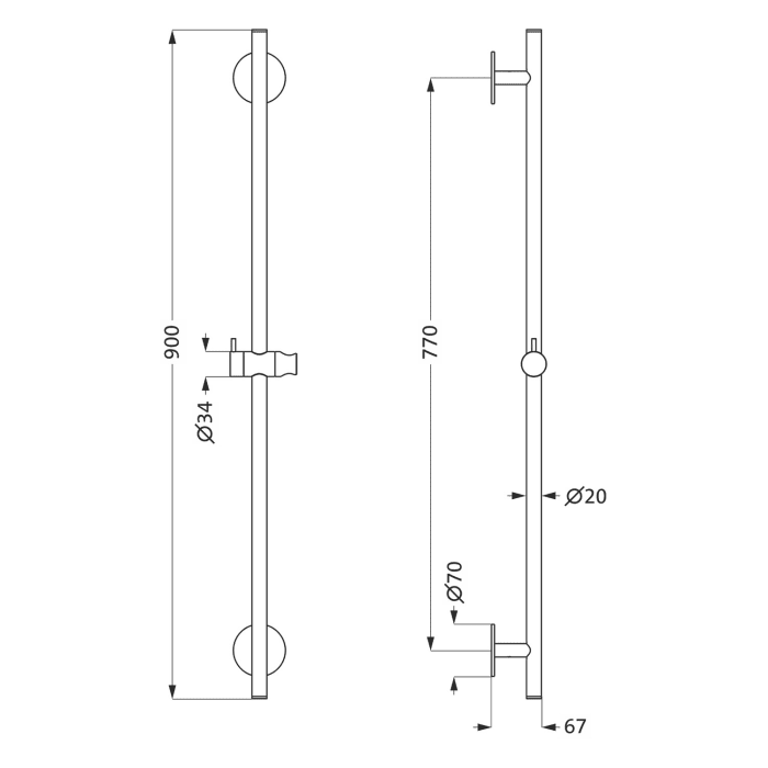 Herzbach LIVING SPA Brausestange 90 cm rund