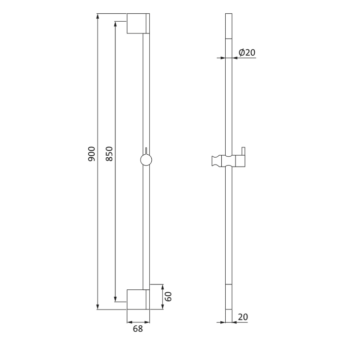 Herzbach LIVING SPA Brausestange Slide M 90 cm